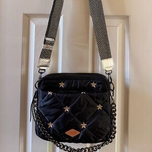 MZ Wallace quilted Bowery crossbody medium black Bedford stars EUC